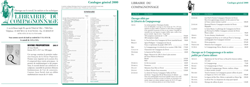 Catalogue de la Librairie du Compagnonnage
